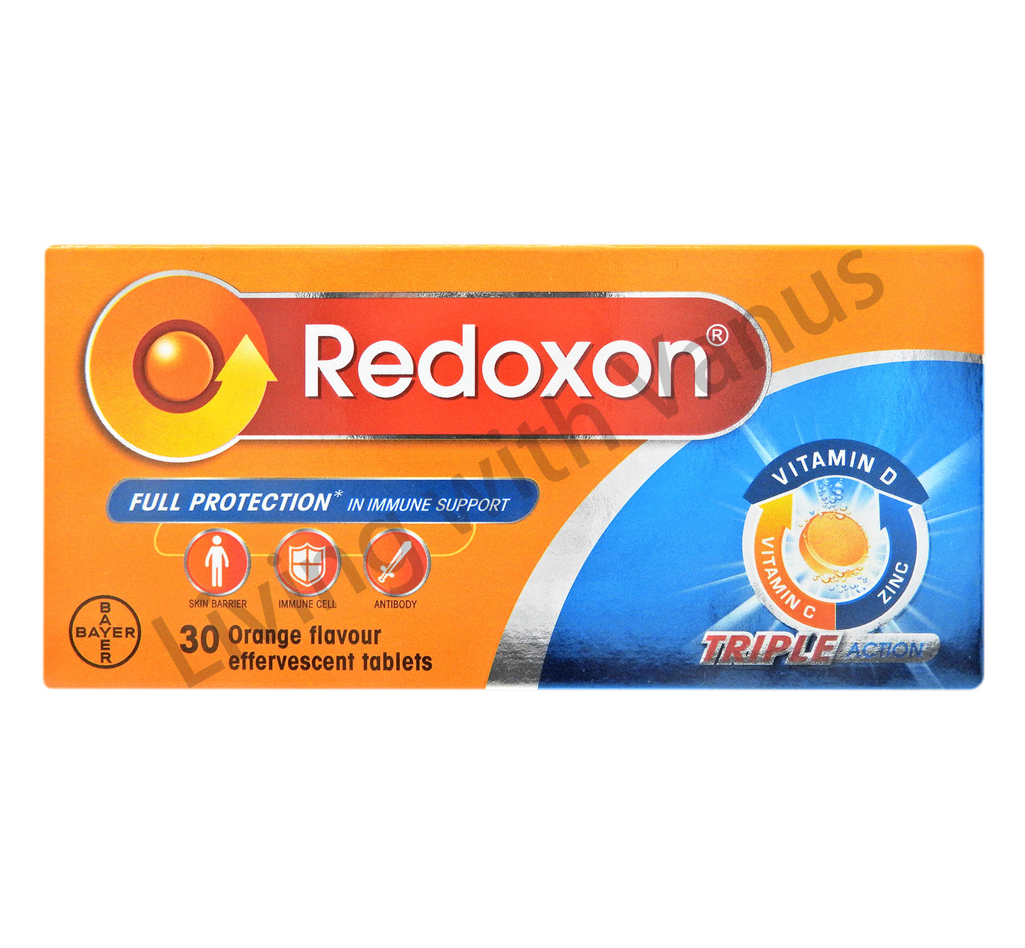 維多C - Redoxon 3重功效橙味水溶片(維他命C+D+鋅) 30'S #32312