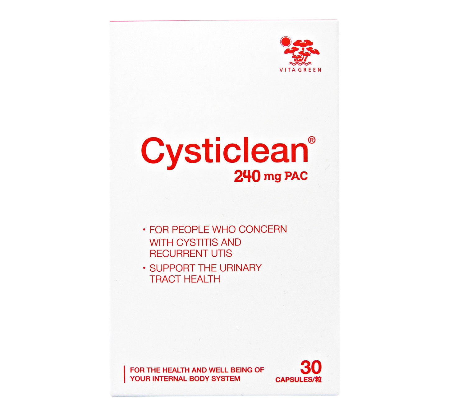 維特健靈 - VITA GREEN Cysticlean 240mg PAC 30粒 #56246